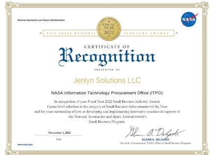 NASA Agency-level Small Business Subcontractor of the Year Award (FY 22)